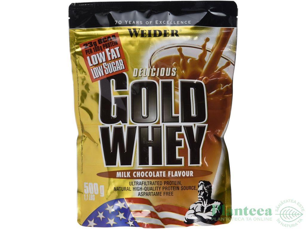 Pulbere proteica zer concentrat Gold ciocolata lapte 500g - WEIDER