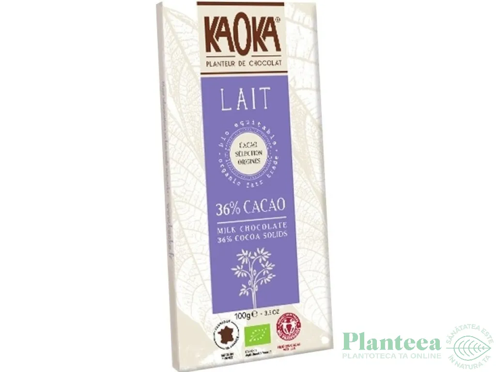 Ciocolata lapte 36%cacao eco 100g - KAOKA