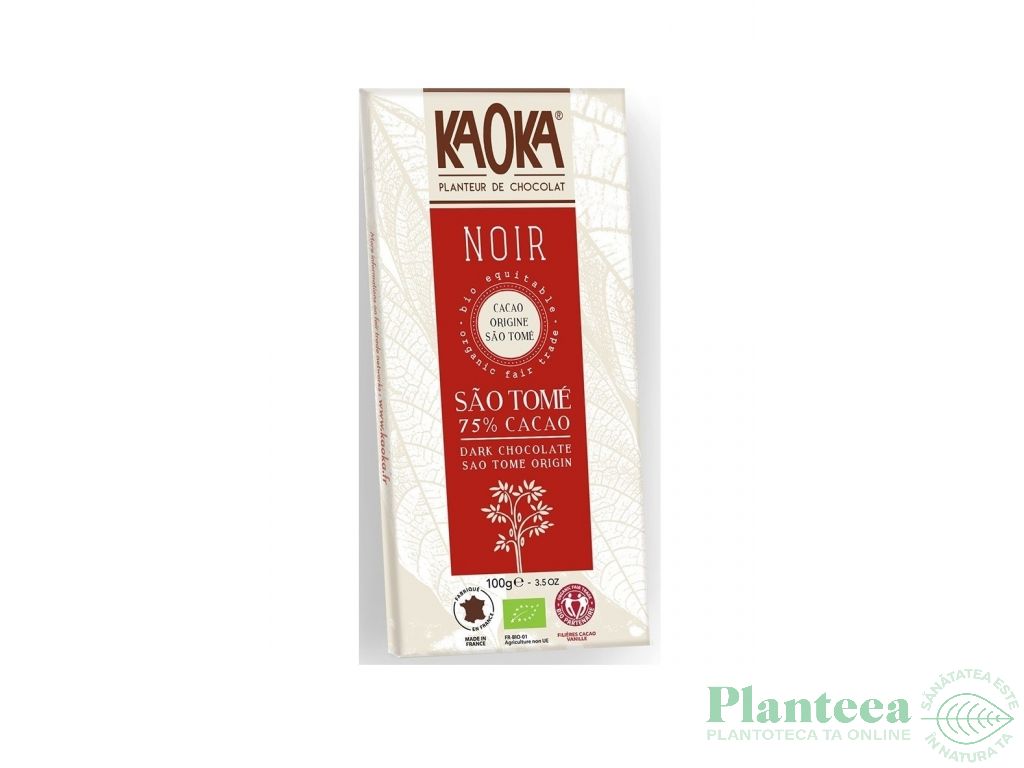 Ciocolata neagra 75% Sao Tome eco 100g - KAOKA