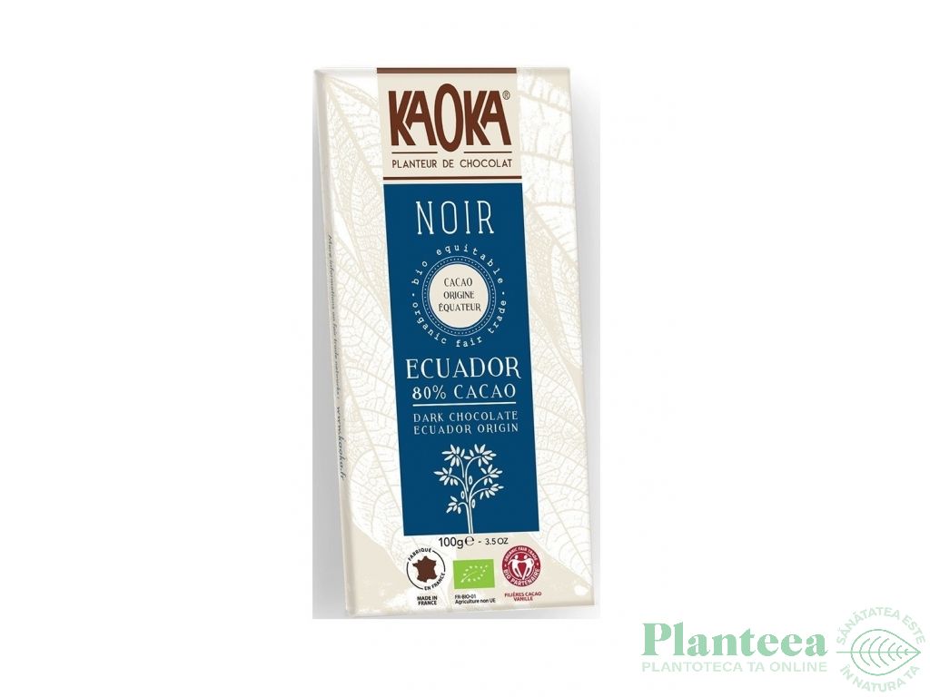 Ciocolata neagra 80% Ecuador eco 100g - KAOKA