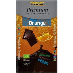 Ciocolata neagra 71%cacao portocale fara gluten eco 100g - BONVITA