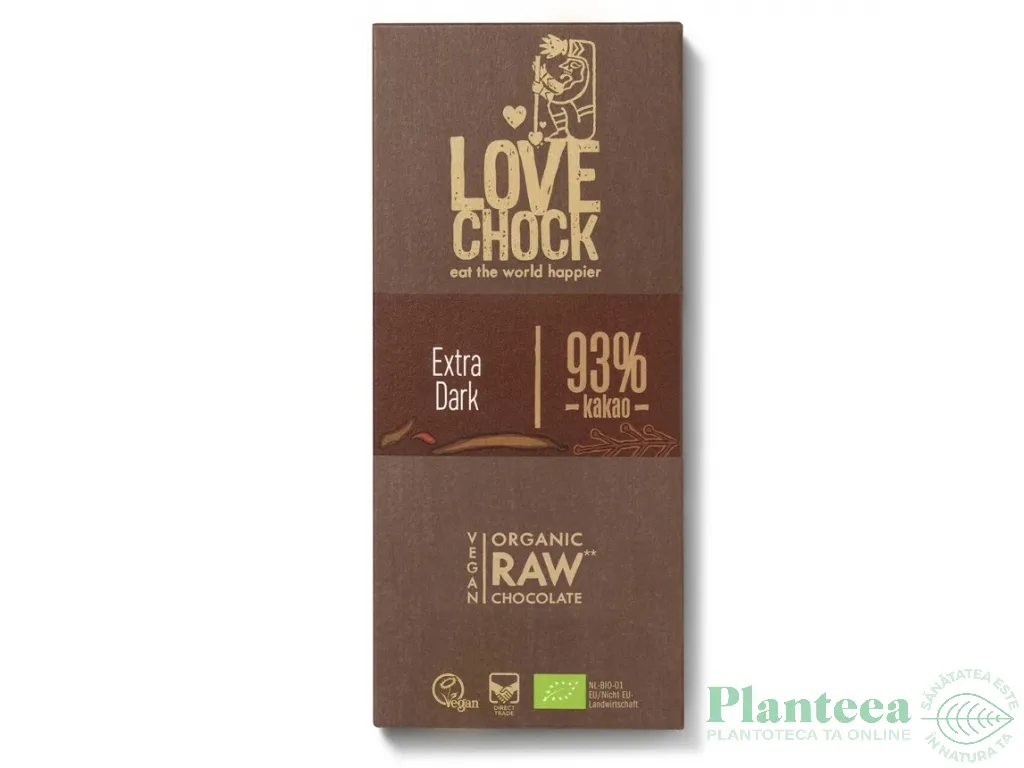 Ciocolata neagra 93%cacao raw eco 70g - LOVECHOCK