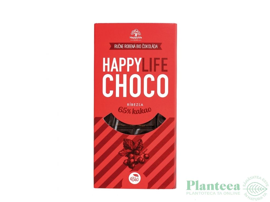 Ciocolata neagra vegana 65% coacaze eco 70g - HAPPYLIFE