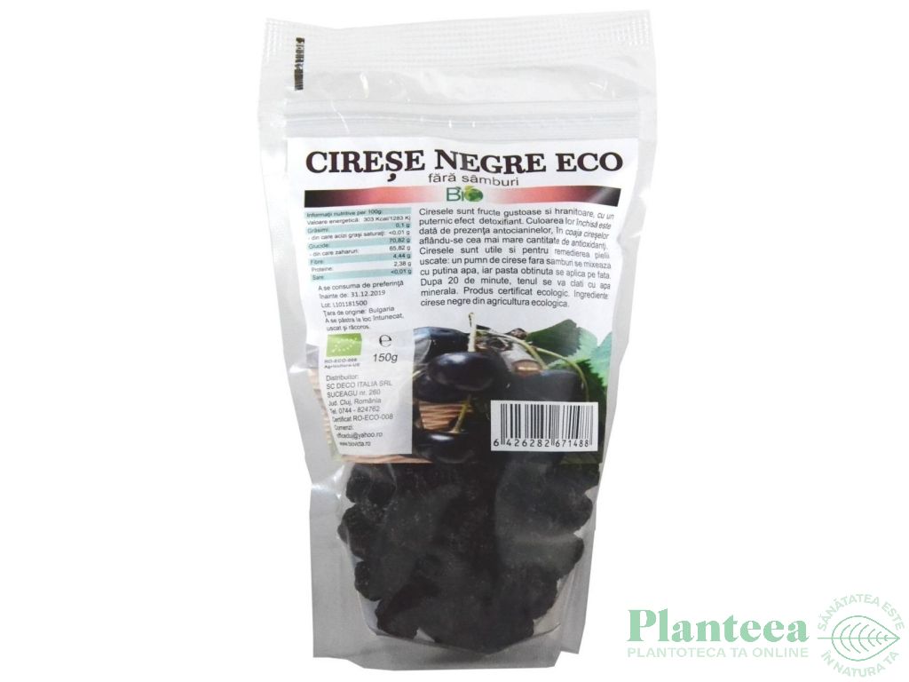 Cirese negre uscate fara samburi eco 150g - DECO ITALIA