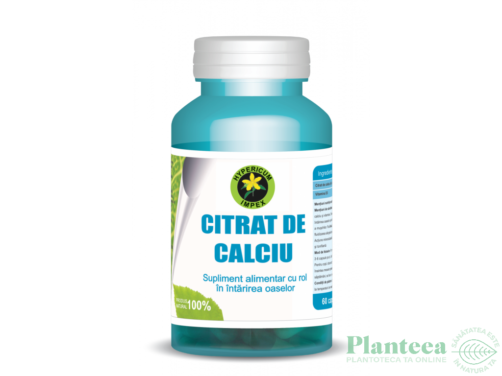 Citrat calciu biologic 60cps - HYPERICUM PLANT