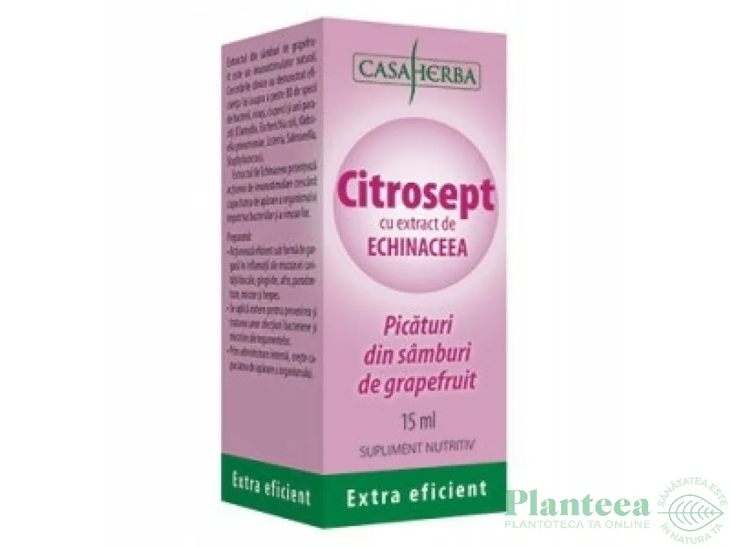 Picaturi samburi grepfrut echinaceea Citrosept 15ml - CASA HERBA