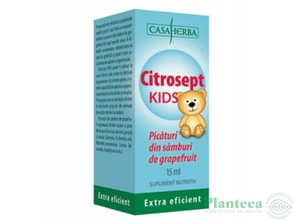 Picaturi samburi grepfrut 20% Citrosept kids 15ml - CASA HERBA