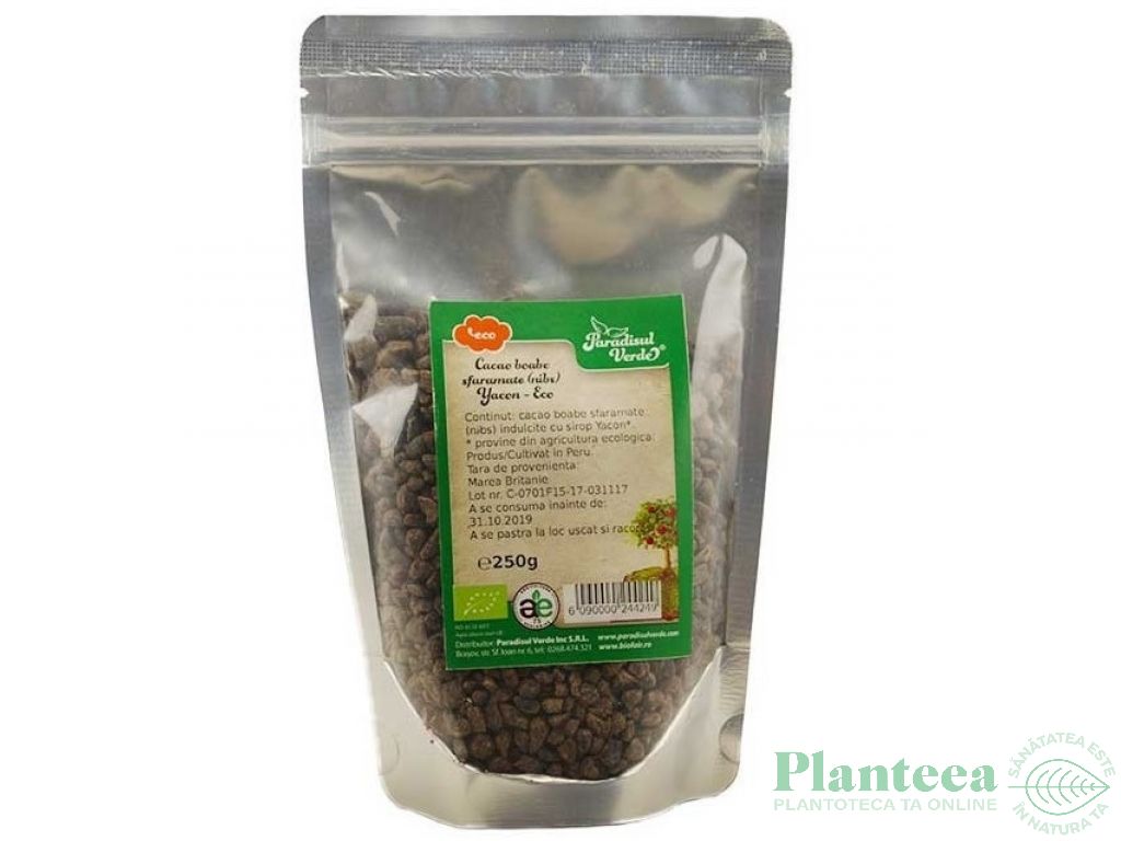 Cacao boabe sfaramate nibs Yacon eco 250g - PARADISUL VERDE