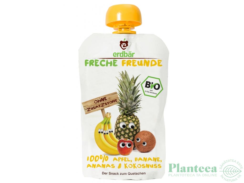 Piure mere banane ananas cocos bio 100g - ERDBAR