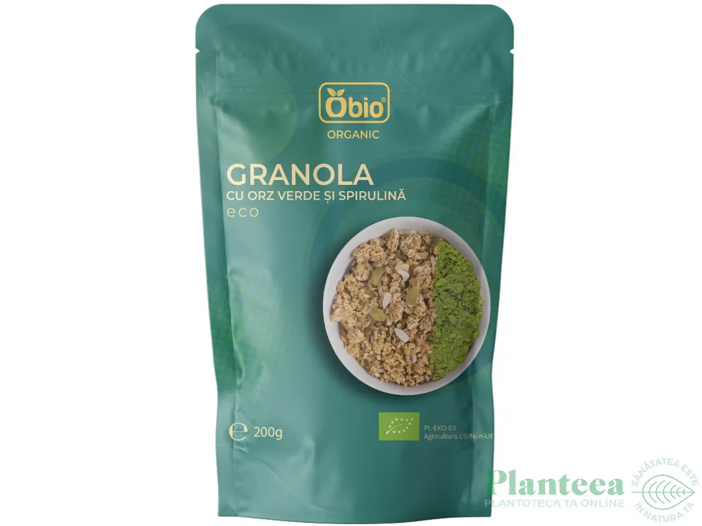 Granola orz verde spirulina mic dejun bio 200g - OBIO