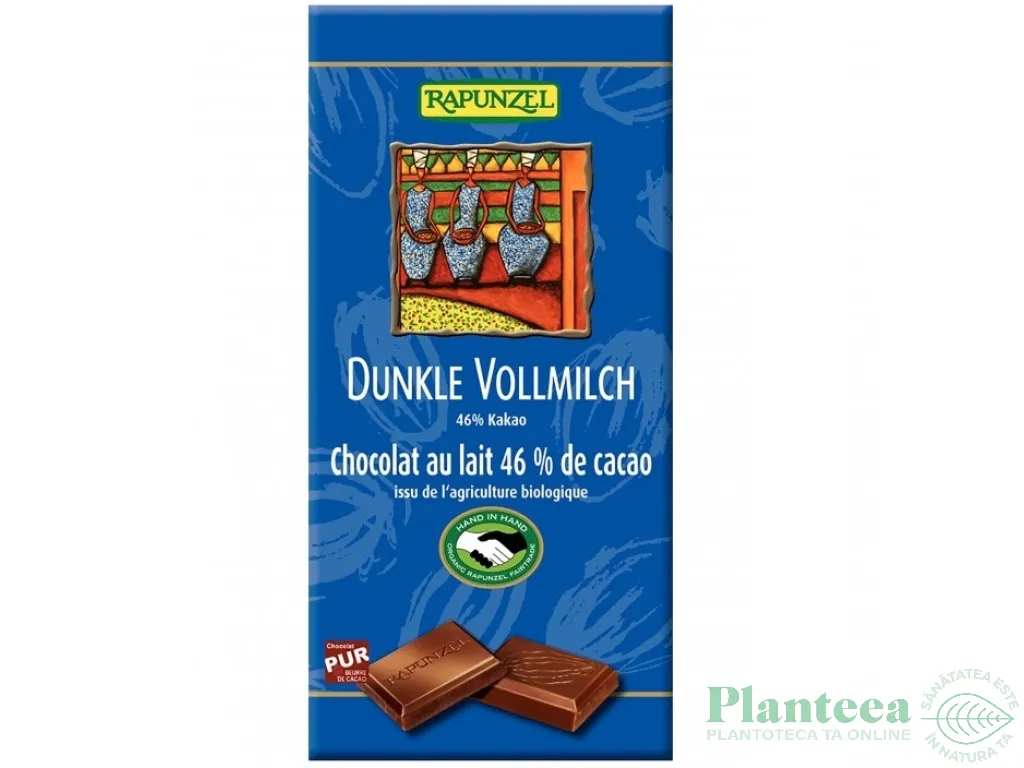 Ciocolata lapte integral 46%cacao eco 100g - RAPUNZEL