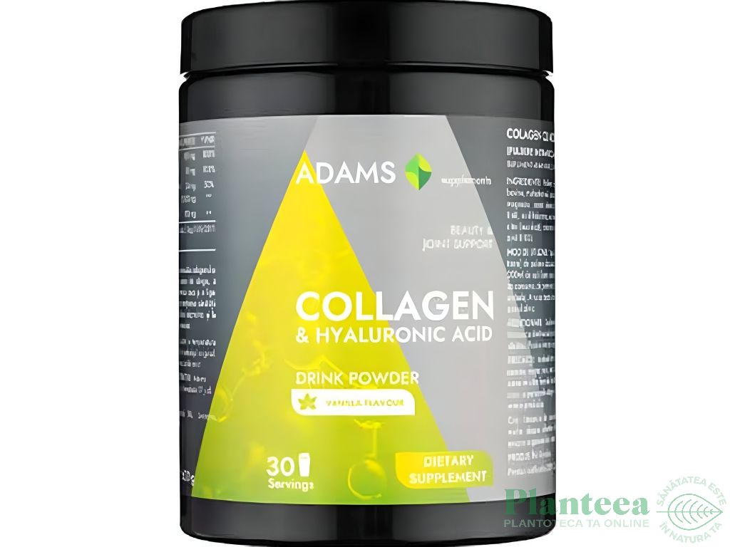 Pulbere colagen & acid hialuronic vanilie Active Line 600g - ADAMS SUPPLEMENTS