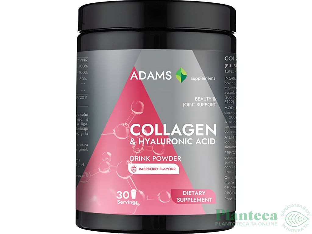 Pulbere colagen & acid hialuronic zmeura Active Line 30portii 600g - ADAMS SUPPLEMENTS