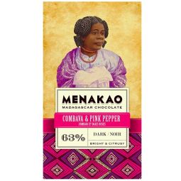 Ciocolata neagra 63% piper roz combava 75g - MENAKAO