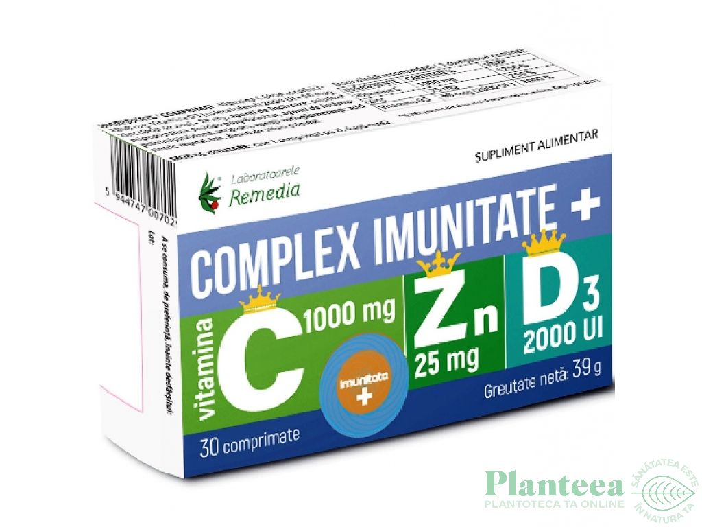 Complex imunitate+ C Zn D3 30cp - REMEDIA