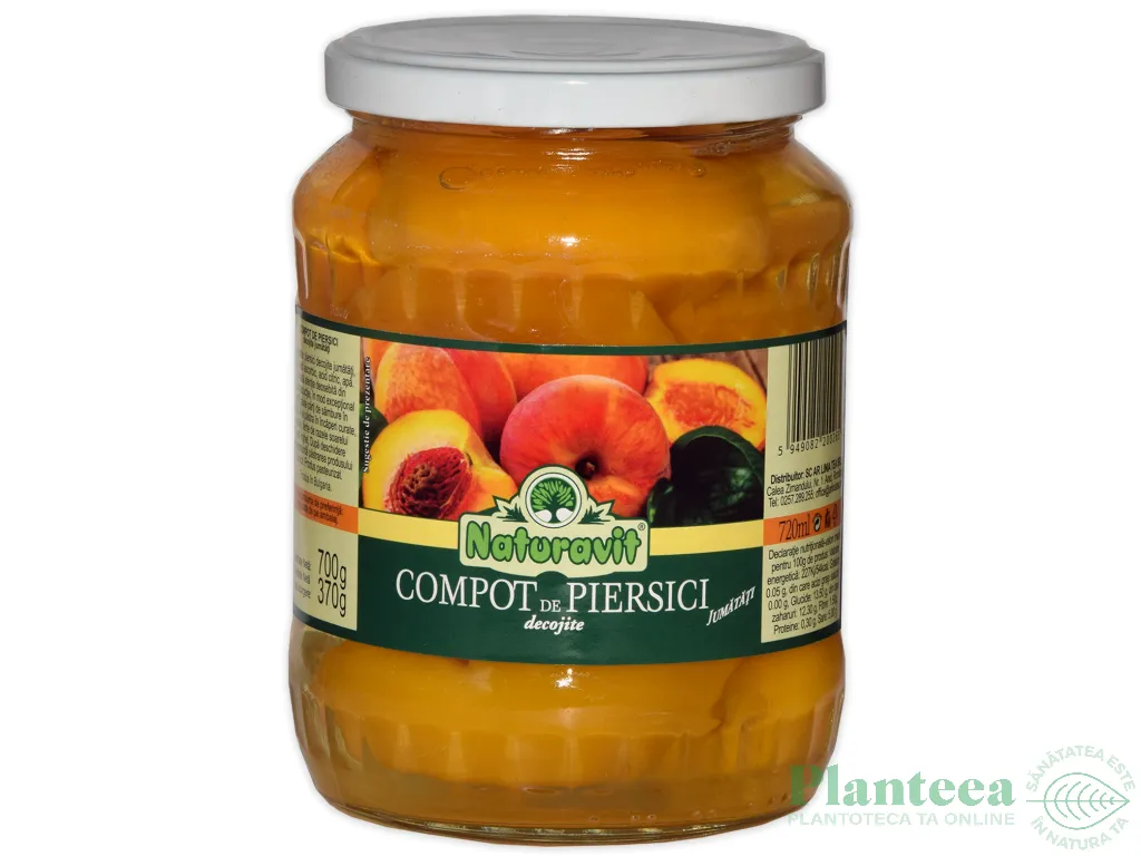 Compot piersici decojite jumatati 720ml - NATURAVIT