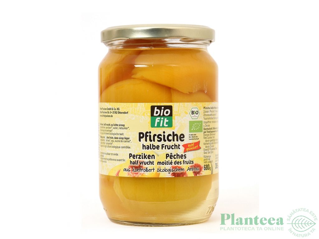 Compot piersici jumatati eco 680g - BIOFIT