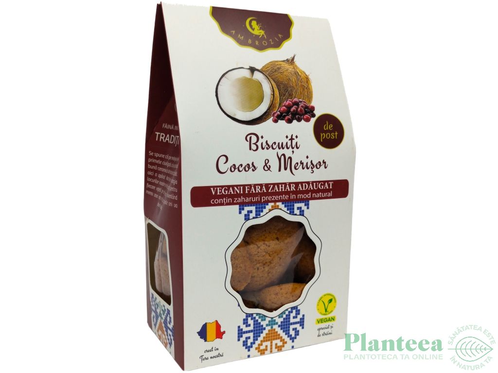 Biscuiti vegani cocos merisor fara zahar 130g - AMBROZIA