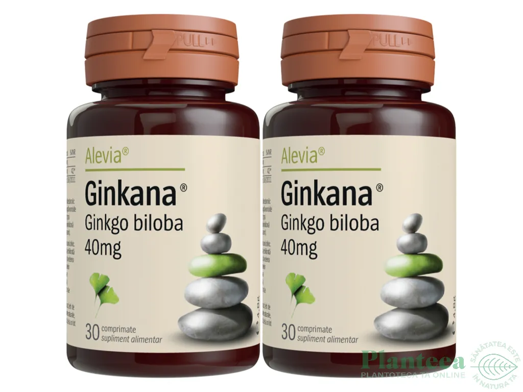 Pachet Ginkgo biloba 40mg Ginkana 2x30cp - ALEVIA