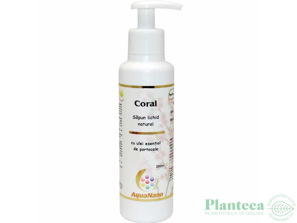 Sapun lichid clasic ulei esential portocala Coral 200ml - AQUA NANO