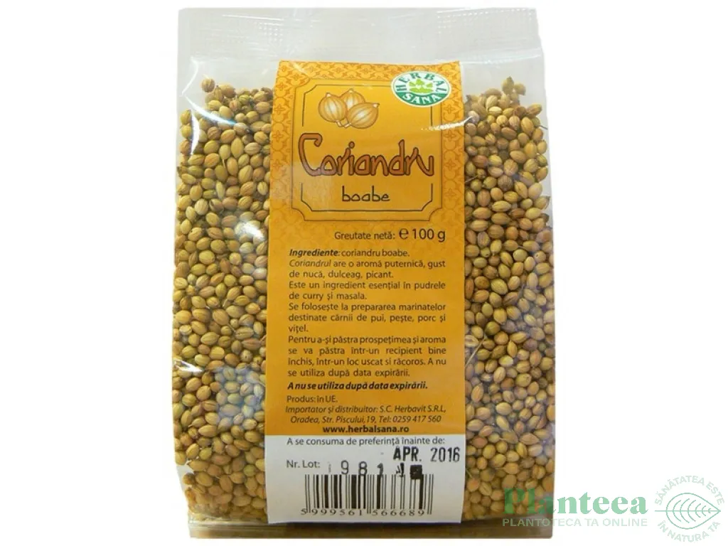 Condiment coriandru boabe 100g - HERBAL SANA