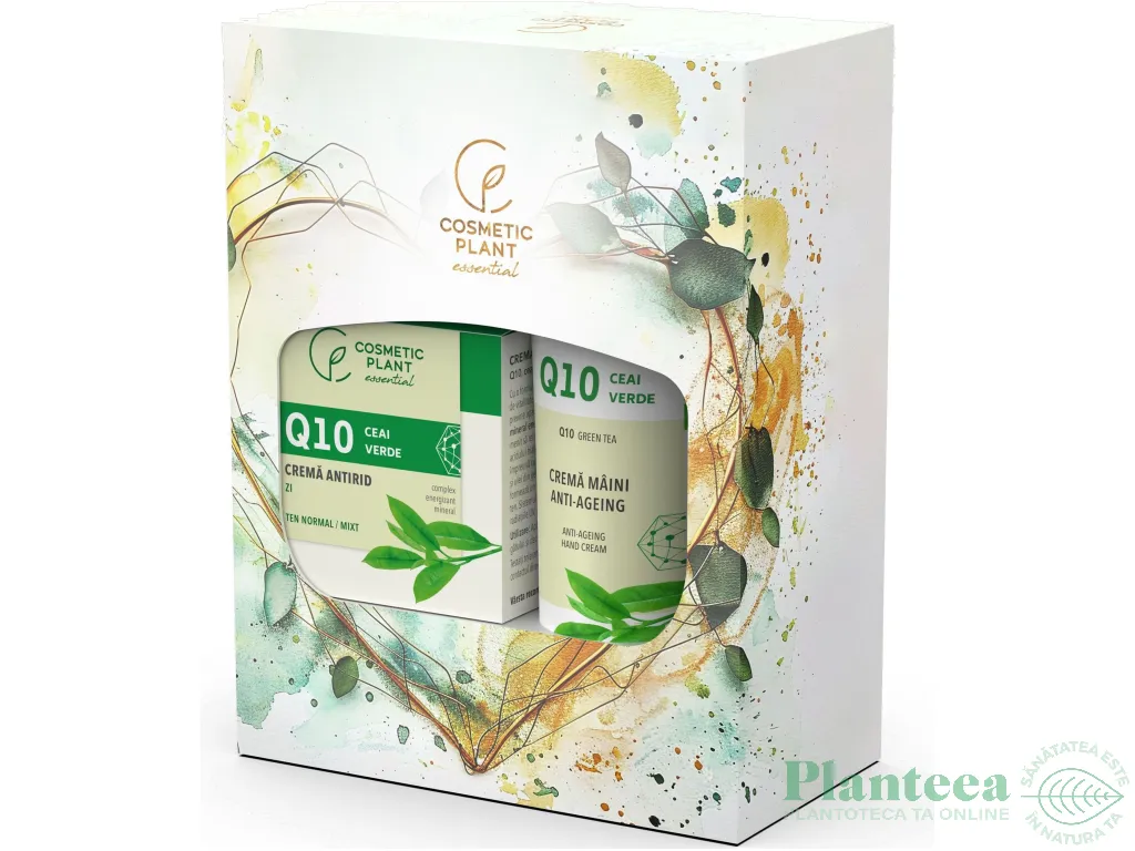 Set cadou Essential Q10 Ceai verde [Crema zi antirid 50ml+Crema maini 100ml] 2b - COSMETIC PLANT