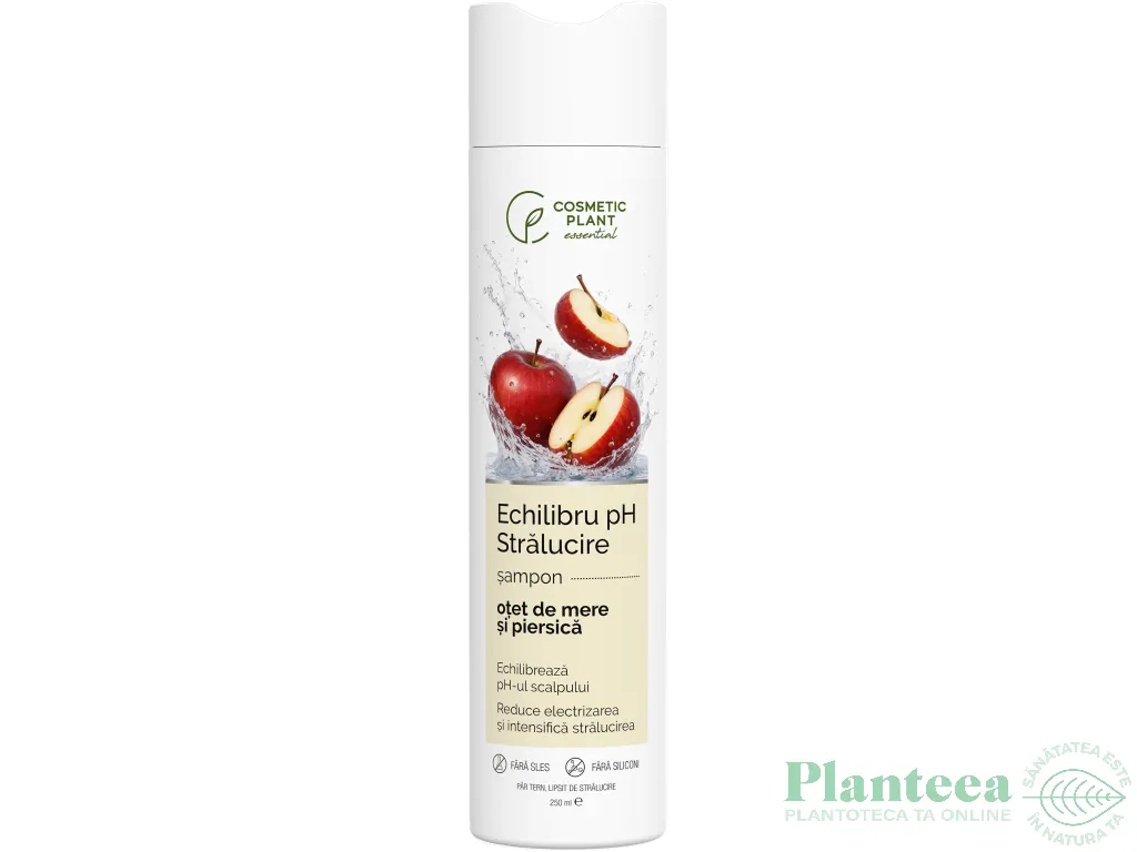Sampon Echilibru pH Stralucire otet mere piersica 250ml - COSMETIC PLANT