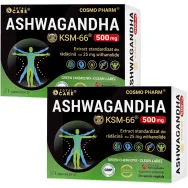 Pachet Ashwagandha KSM66 500mg Premium {50% reducere} 2x30cps - COSMO PHARM