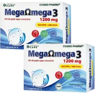 Pachet MegaOmega3 1200mg [432EPA 288DHA] ulei peste 2x30cps - COSMO PHARM