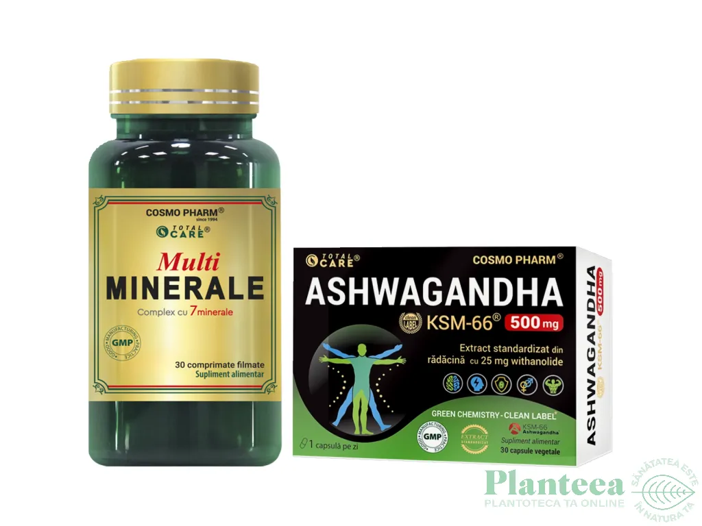 Pachet Ashwagandha K SM 66 + Multiminerale 30+30cps - COSMO PHARM