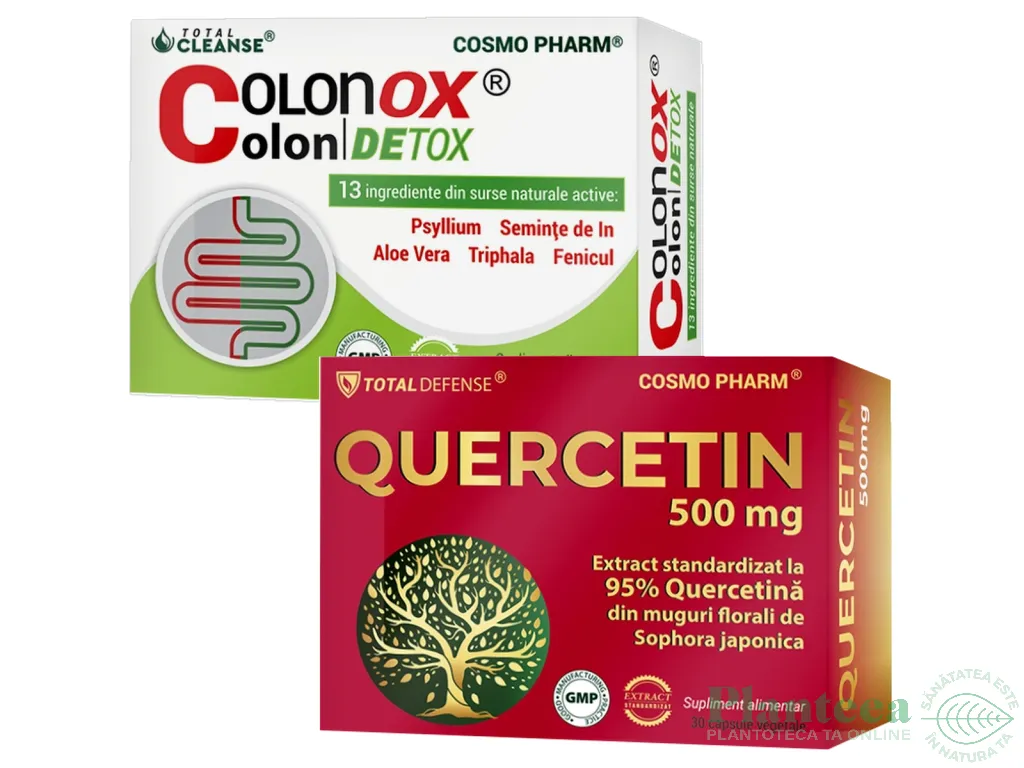 Pachet Colonox Colon Detox + Quercetin 500mg 30+10cps - COSMO PHARM