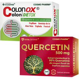 Pachet Colonox Colon Detox + Quercetin 500mg 30+10cps - COSMO PHARM