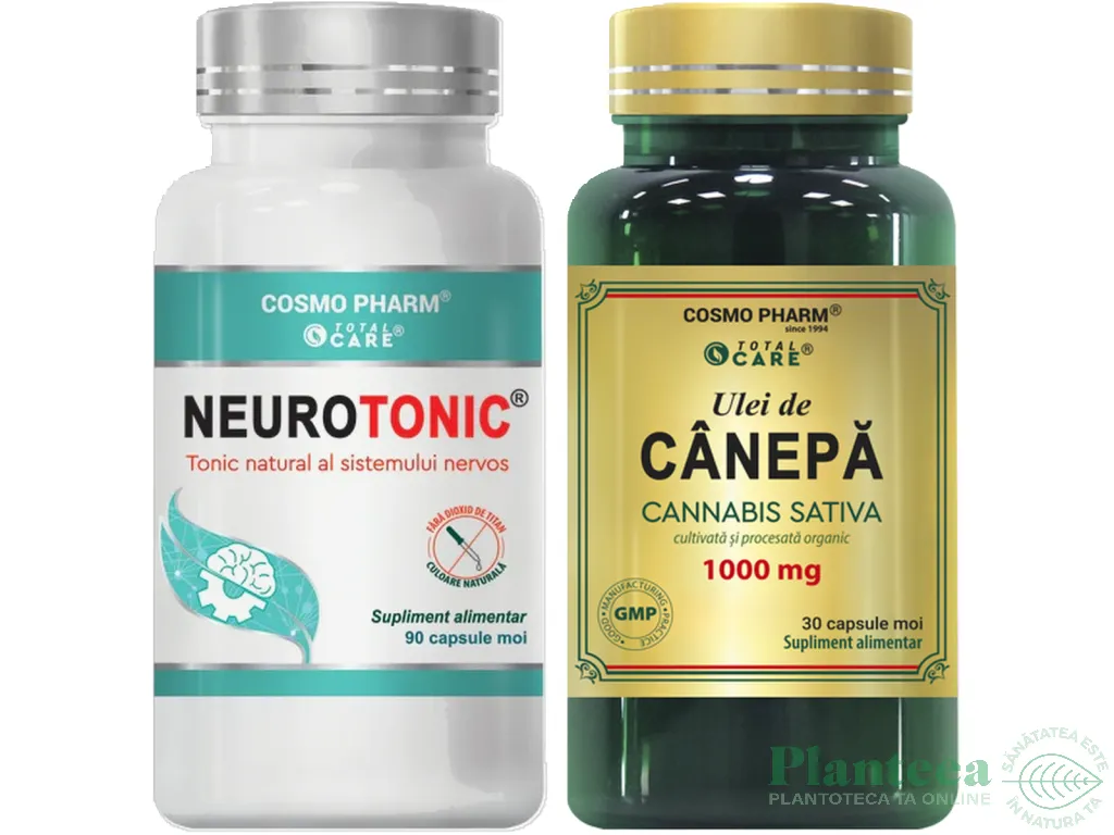 Pachet Neurotonic + Ulei canepa 1000mg 90+30cps - COSMO PHARM