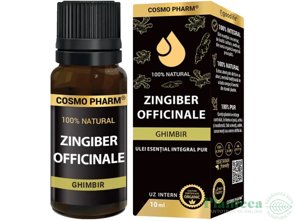 Ulei esential integral 100% natural ghimbir 10ml - COSMO PHARM