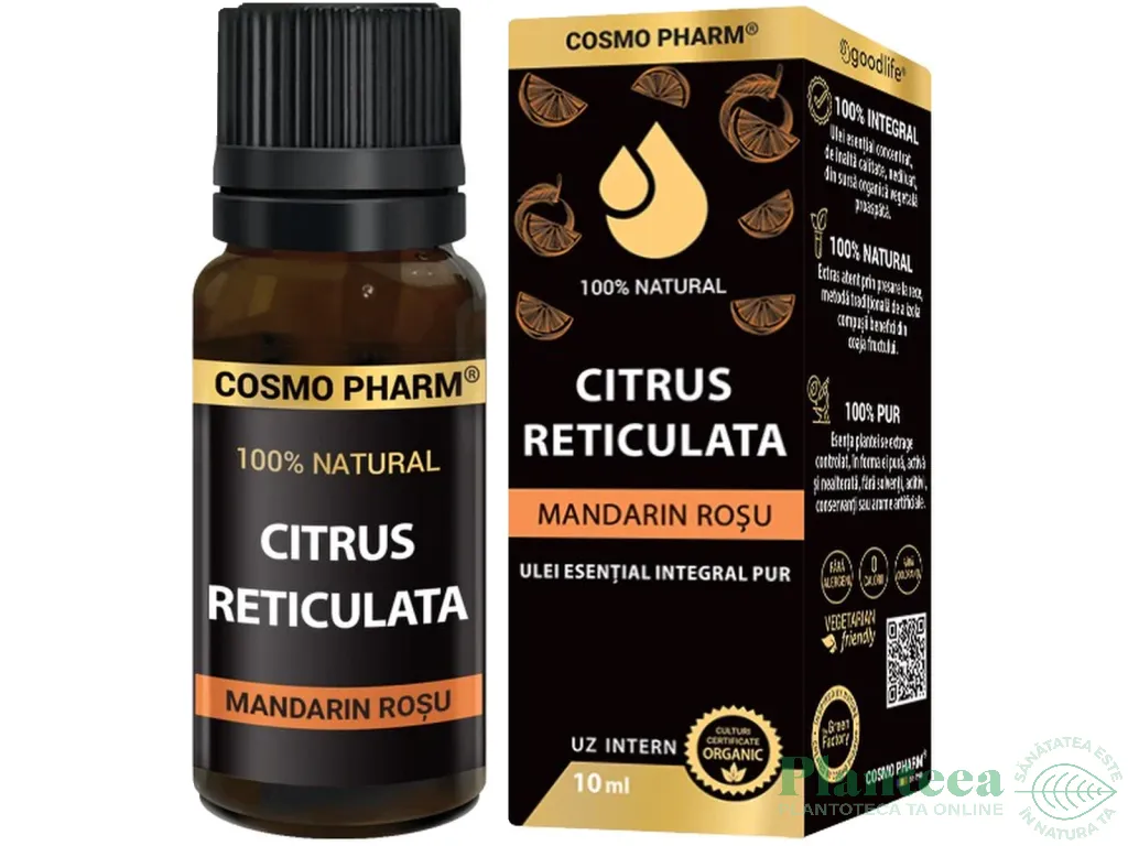 Ulei esential integral 100% natural mandarin rosu 10ml - COSMO PHARM