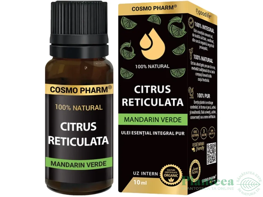 Ulei esential integral 100% natural mandarin verde 10ml - COSMO PHARM