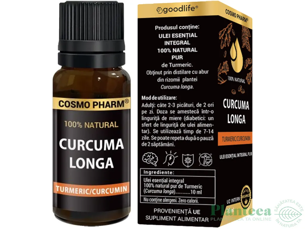 Ulei esential integral 100% natural turmeric 10ml - COSMO PHARM