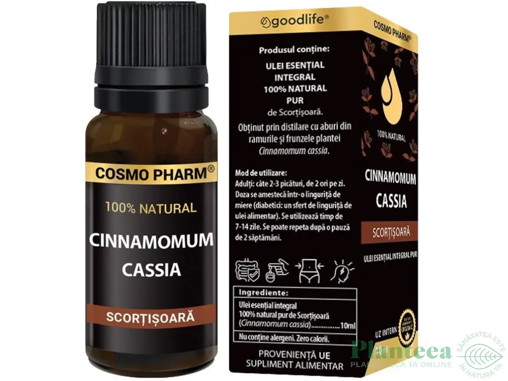 Ulei esential integral 100% natural scortisoara cassia 10ml - COSMO PHARM