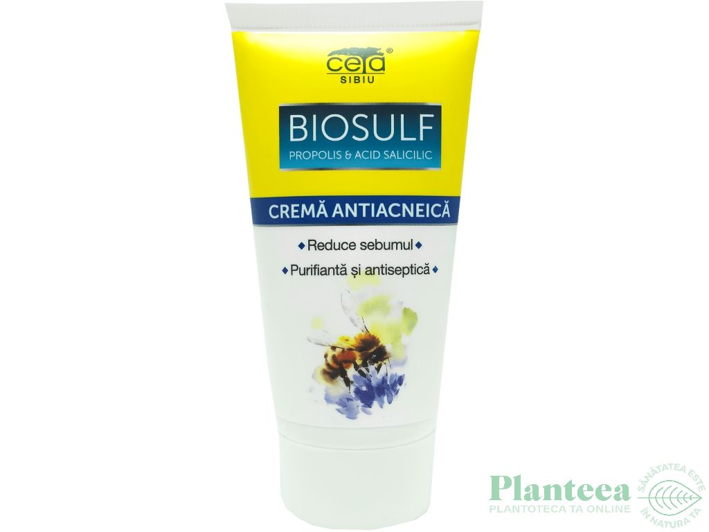 Crema antiacneica BioSulf propolis acid salicilic 50ml - CETA SIBIU