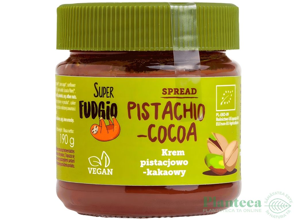 Crema desert ciocolata fistic cacao fara gluten bio 190g - SUPER FUDGIO