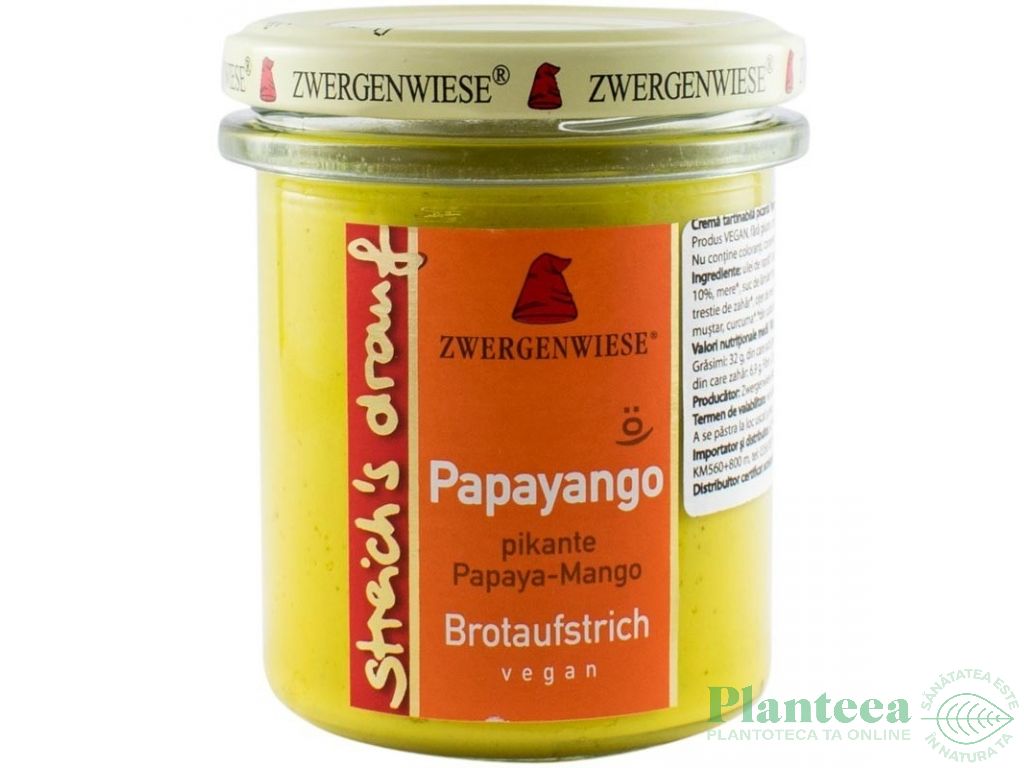 Crema tartinabila picanta papaya mango eco 160g - ZWERGENWIESE