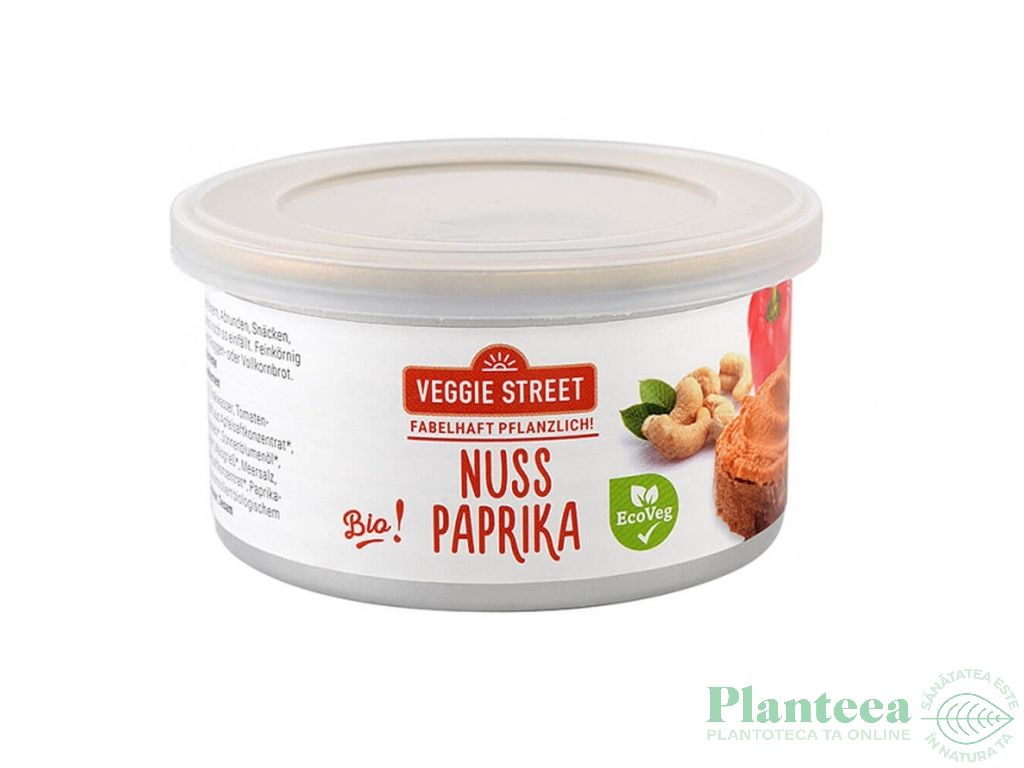 Pate vegetal ardei rosu nuci 125g - VEGGIE STREET