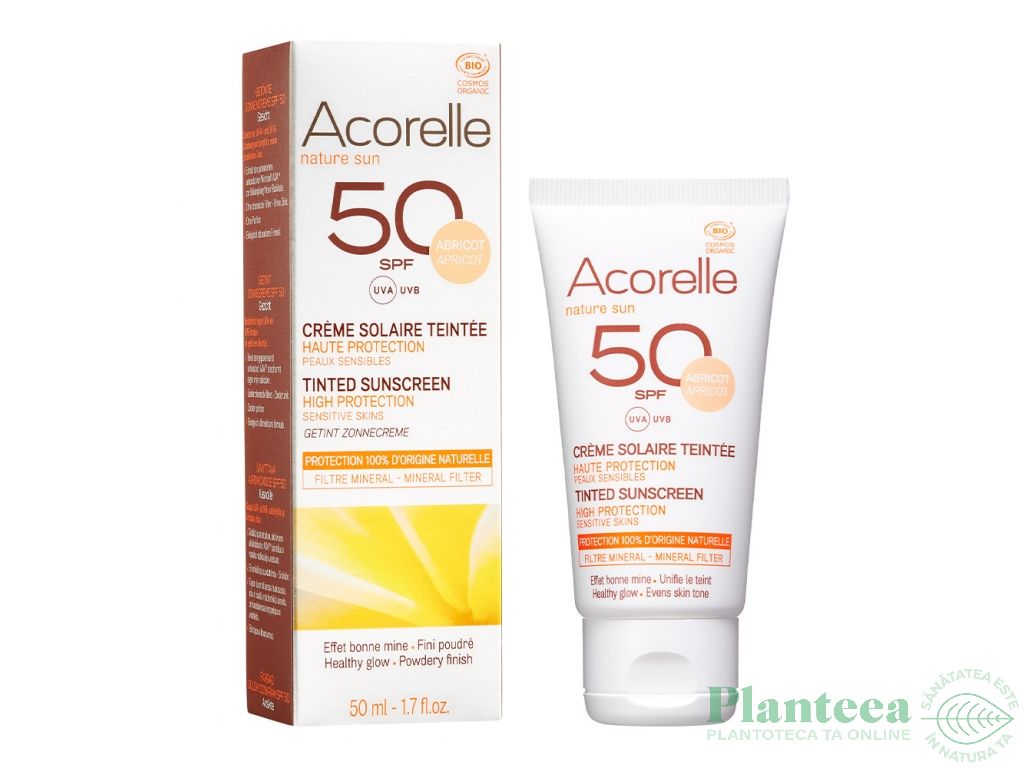 Crema protectie solara spf50 colorata nuanta deschisa 50ml - ACORELLE