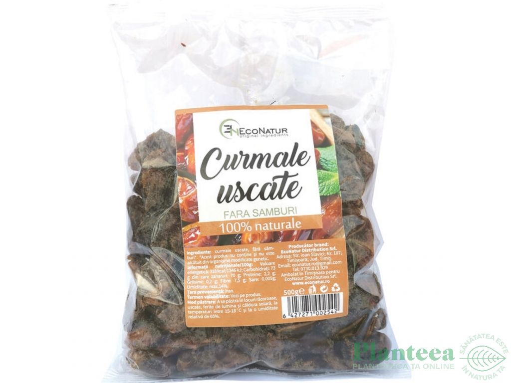 Curmale uscate fara samburi 500g - ECONATUR