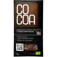 Ciocolata neagra 70% alune nuci pecan raw eco 50g - COCOA