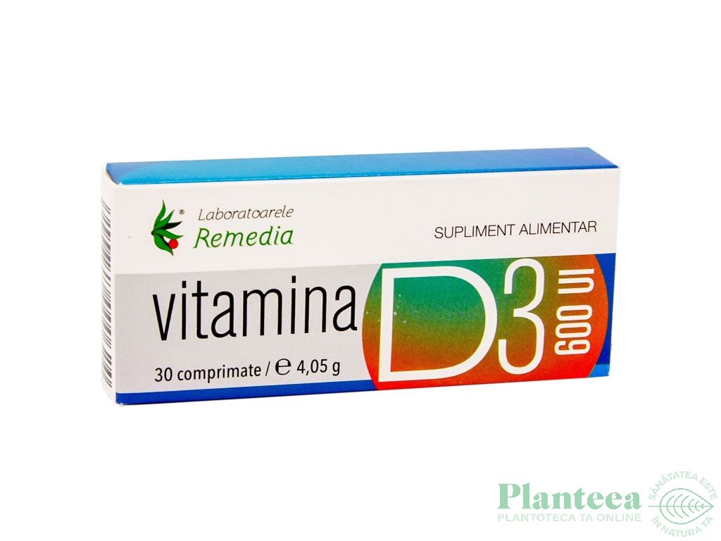 Vitamina D3 600ui 30cp - REMEDIA