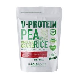 Pulbere proteica vegana V Protein capsuni 240g - GOLD NUTRITION