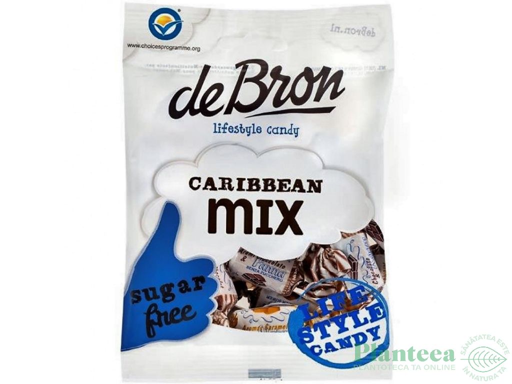 Caramele moi cafea caramel Caribbean Mix fara zahar fara gluten 90g - DEBRON