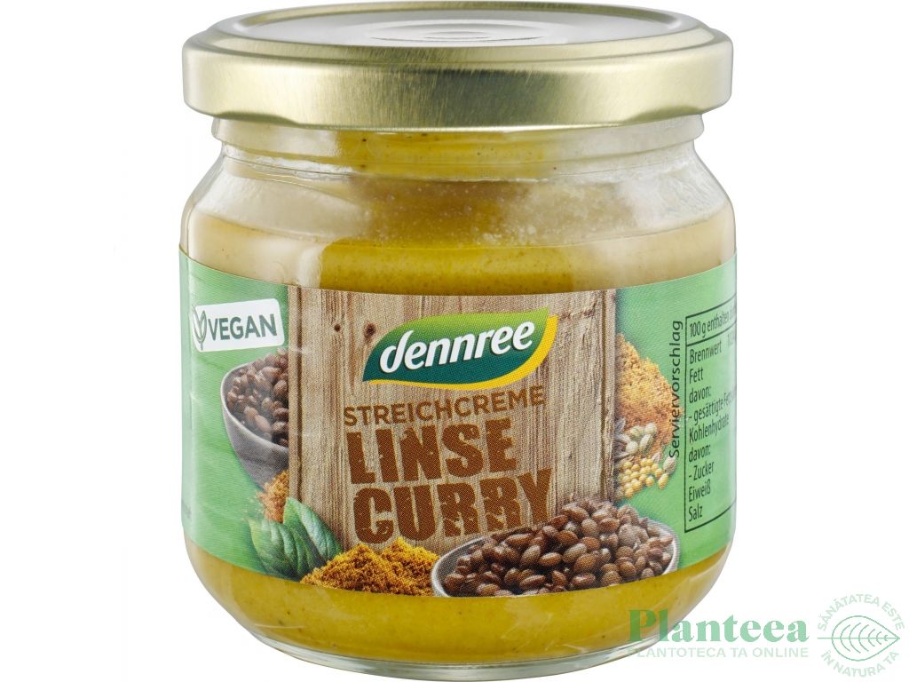 Pate vegetal linte curry eco 180g - DENNREE