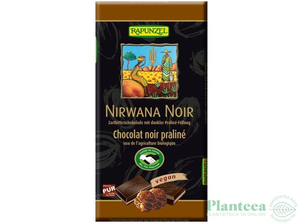 Ciocolata neagra 55%cacao praline Nirwana 100g - RAPUNZEL